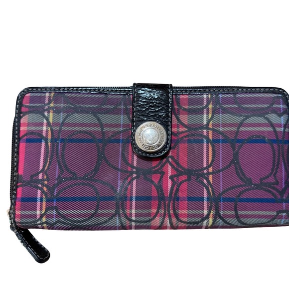 Coach Poppy Limited Edition Tartan Signature Plaid Wallet – Glitter Glam Rare - Picture 1 of 8